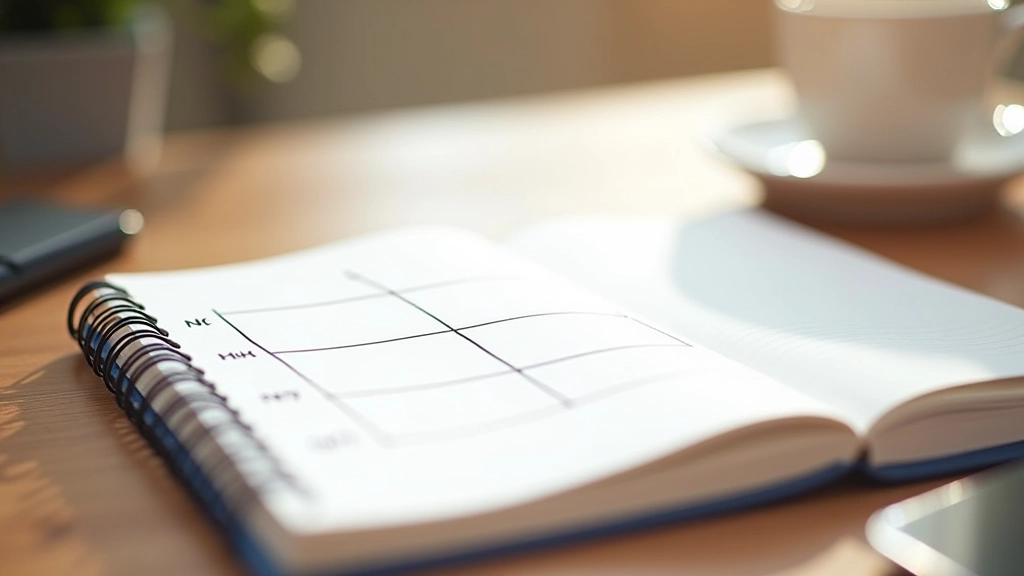 Poznámkový blok s prioritami a Eisenhowerovou maticí nakreslená tužkou