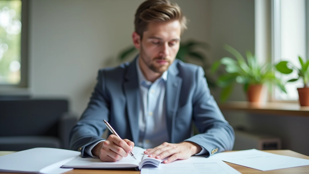 Profesionál s otevřeným diářem plánuje týdenní úkoly